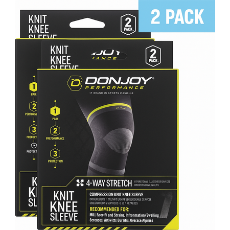 DonJoy Knit Knee Sleeve Compression 2 Pack Medium - knee support sleeves with compression fabric