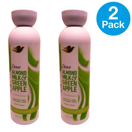 Dove Almond Milk & Green Apple Body Wash 17.5oz bottle in 2-pack with moisturizing formula