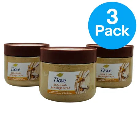 Dove Body Scrub Brown Sugar & Coconut Butter 10.5 oz 3 Pack New