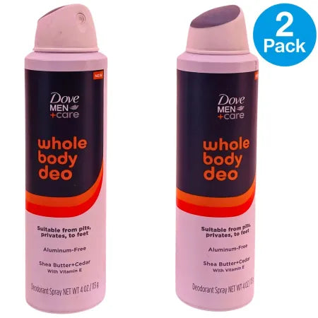 Dove Men+Care Whole Body Deo Shea Butter + Cedar 4 oz (2 Pack) – New