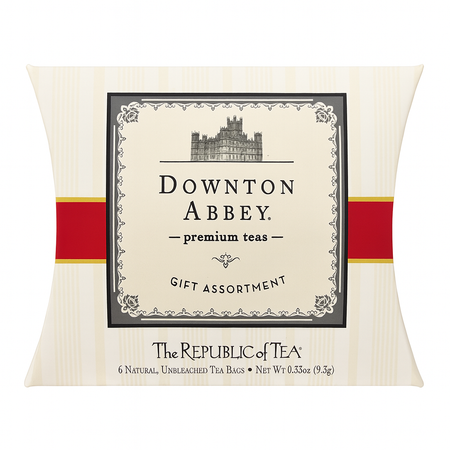 Downton Abbey Tea Sampler by Republic of Tea with 6 gourmet pillow tea bags in elegant packaging