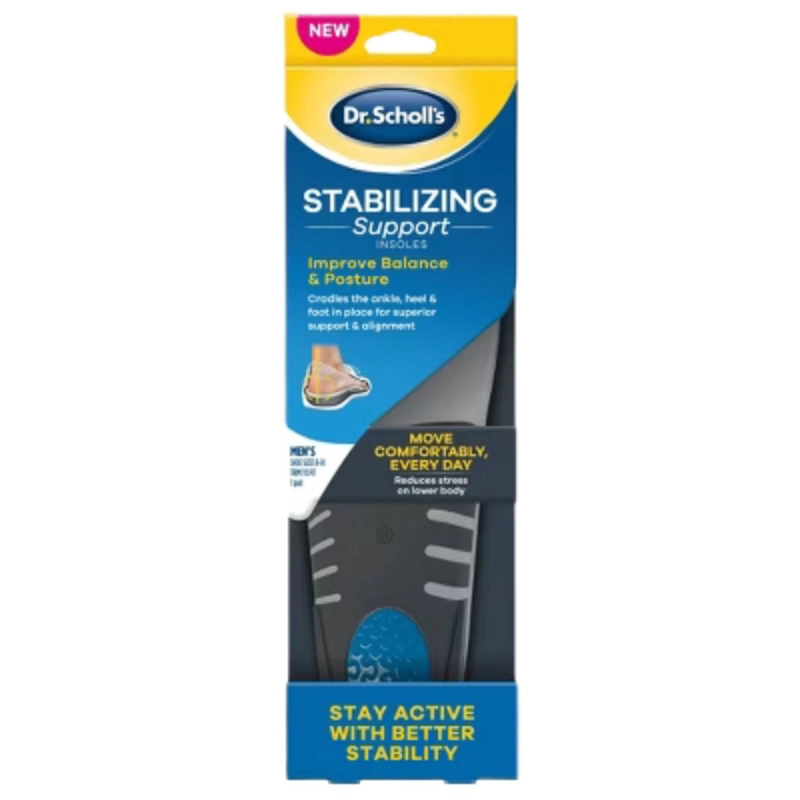 Dr. Scholl’s Stabilizing Support Insoles Men’s Size Trim to Fit New