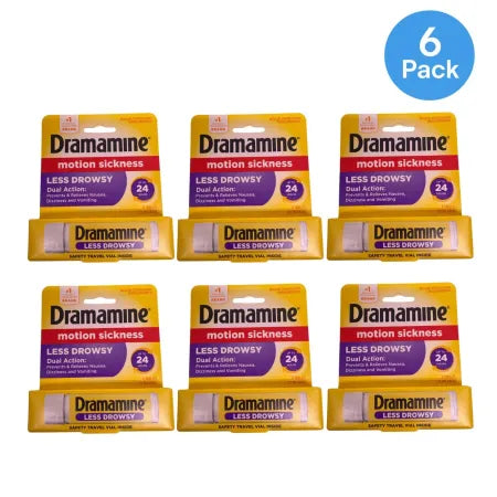 Dramamine Less Drowsy 25mg 8ct 6-Pack Motion Sickness Exp 10/27 New