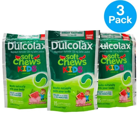 Dulcolax Kids Soft Chews Watermelon 15 Ct (3 Pack) EXP 08/2026 New 1
