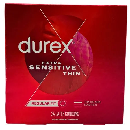 Durex Extra Sensitive Thin Latex Condoms Regular Fit 24 Count EXP 05/2029