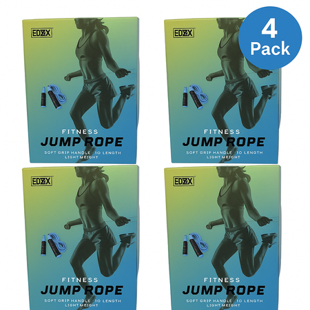 EDX Fitness Jump Rope w/ Soft Grip Handles – 10 Ft Lightweight – 4 Pack – New