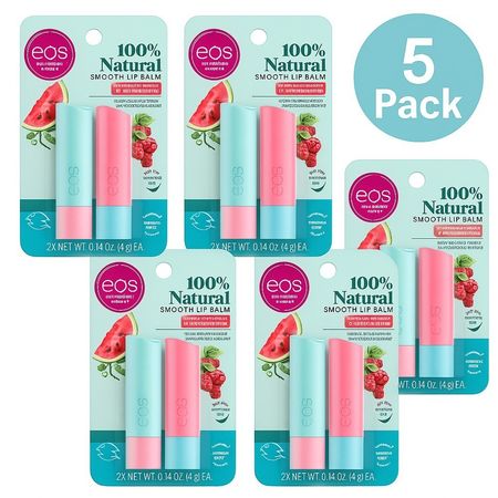 EOS 100% Natural Smooth Lip Balm Duo 0.14oz 5 Pack New