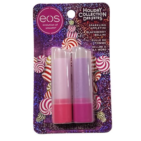 EOS Holiday Collection Lip Balm Duo 0.14oz pack with two festive lip balms
