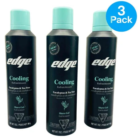 Edge Cooling Eucalyptus & Tea Tree Shave Gel 7oz (3 Pack) New