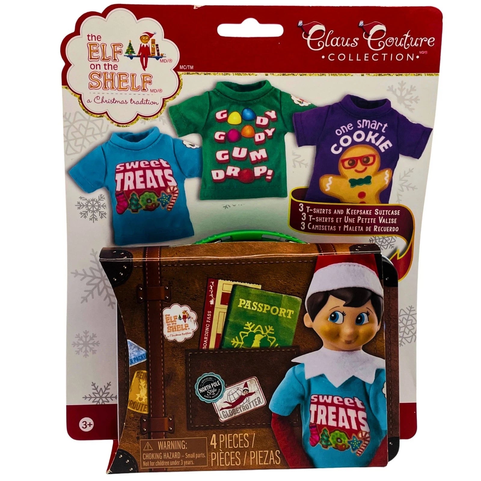Elf on the Shelf Claus Couture T-Shirt Set w/ Suitcase 4 Pieces New