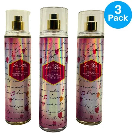 Ellen Tracy Love Notes Body Mist 8 fl oz (3 Pack) – New