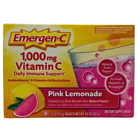 Emergen-C Vitamin C 1000mg Pink Lemonade 30 Packets Daily Immune Support 1/2026