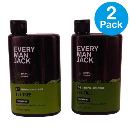 Every Man Jack Tea Tree 2-in-1 Shampoo Conditioner 13.5oz 2 Pack New