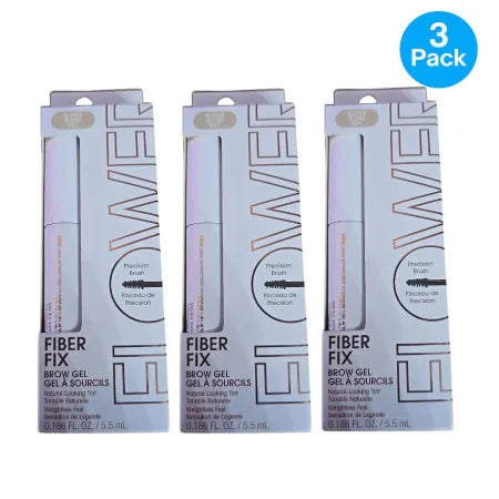 FLOWER Beauty Fiber Fix Brow Gel Blonde BG1 3-pack bundle for fuller, defined eyebrows