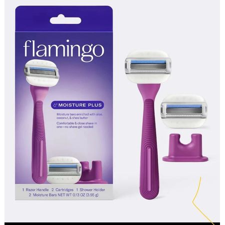 Flamingo Razor Kit with 2 Cartridges + Shower Holder 1 Pack New