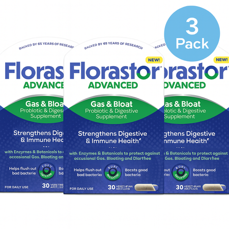 Florastor Advanced Gas & Bloat 30 Capsules 3 Pack New