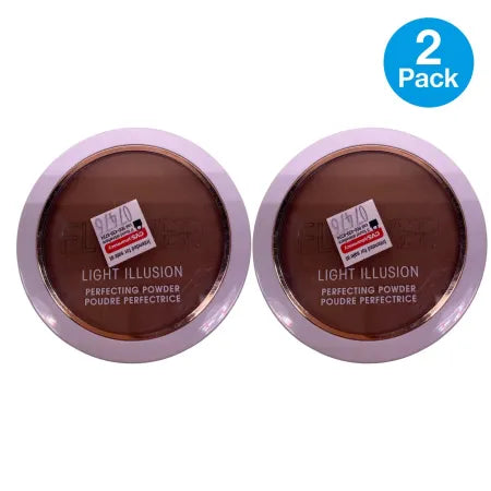 Flower Beauty Light Illusion Perfecting Powder D3 Mocha compact with applicator brush for illuminated makeup finish