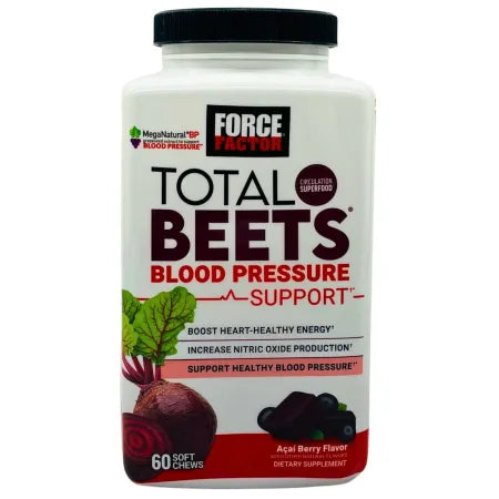 Force Factor Total Beets Blood Pressure Support 60 Soft Chews Acai Flavor New