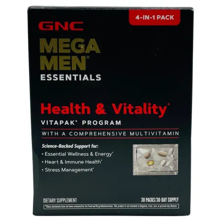 GNC Mega Men Essentials Multivitamin Vitapak 30 Day Supply New Exp 7/26