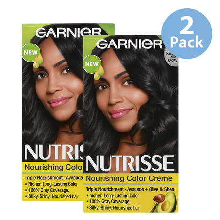 Garnier Nutrisse 31 Darkest Ash Brown Hair Color 2 Pack New