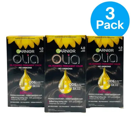 Garnier Olia 4.0 Dark Brown Permanent Hair Color – 3 Pack – New