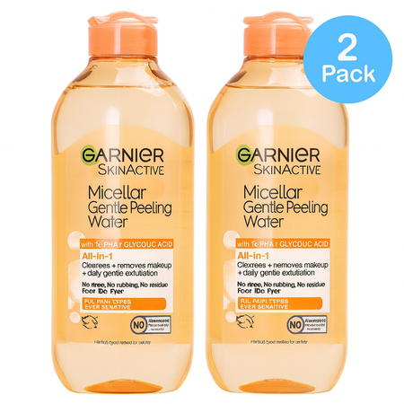 Garnier SkinActive Micellar Gentle Peeling Water 13.5oz 2 Pack New