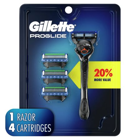 Gillette Fusion5 ProGlide men's razor handle with 4 replacement blade cartridges