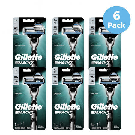 Gillette Mach3 Razor with 1 Cartridge 6 Pack New