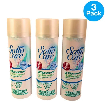 Gillette Satin Care Ultra Sensitive Shave Gel 7 oz bottle 3-pack for sensitive skin