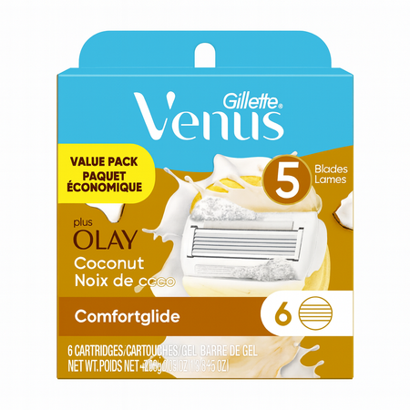 Gillette Venus Comfortglide Coconut with Olay Razor Cartridges 6ct 1 Pack – New 1