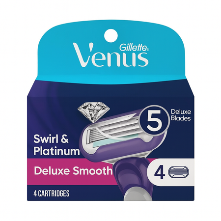 Gillette Venus Swirl & Platinum Deluxe Smooth 4ct 1 Pack New