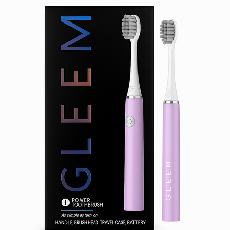 Gleem Power Toothbrush Purple with Case & Battery 1 Pack New