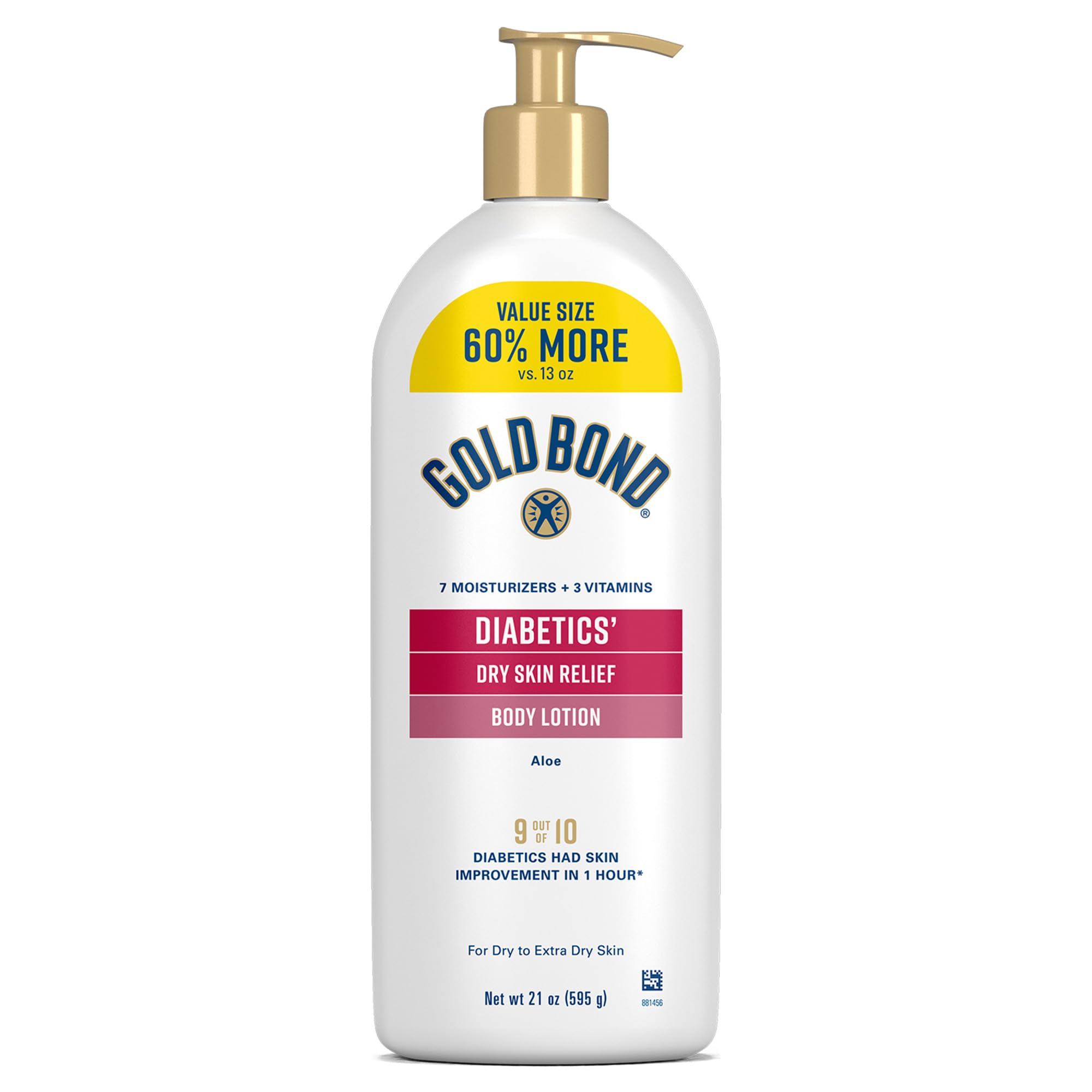 Gold Bond Diabetics' Hand Moisturizer and Body Lotion for Dry Skin with Aloe, 21 oz