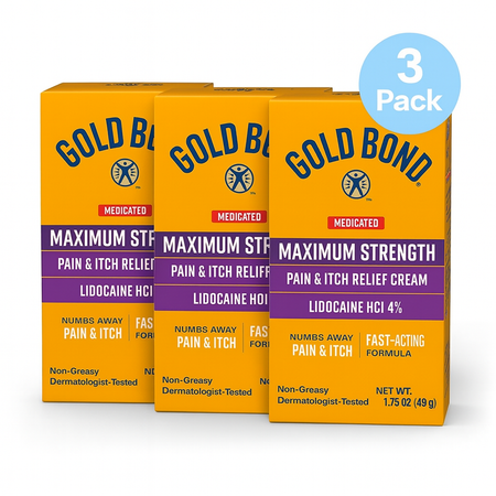 Gold Bond Maximum Strength Pain & Itch Relief Cream 1.75 oz 3 Pack New 7/2026