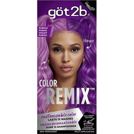 Got2b Color Remix, Customizable Semi-Permanent Hair Color, 094 Purple Punch, 1 Application