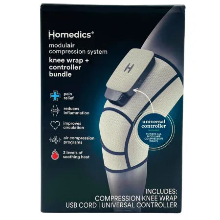 Homedics Modular Compression Knee Wrap + Controller Bundle (1 Pack) New
