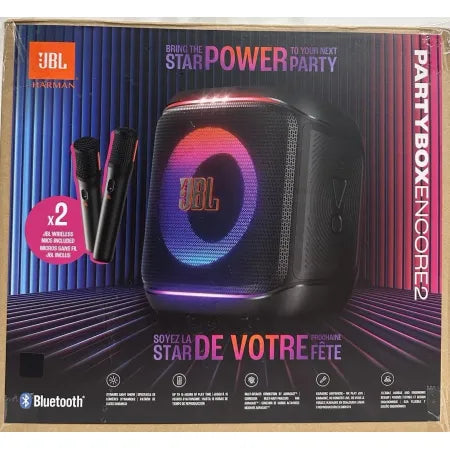 JBL Party Box Encore 2 Portable Bluetooth Party Speaker w/Wireless Microphone.R7