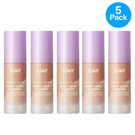 JOAH Crystal Glow Peptide Foundation MN060 5 Pack makeup bottle display