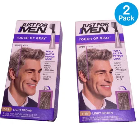 Just For Men Touch of Gray T-25 Light Brown 2 Pack New
