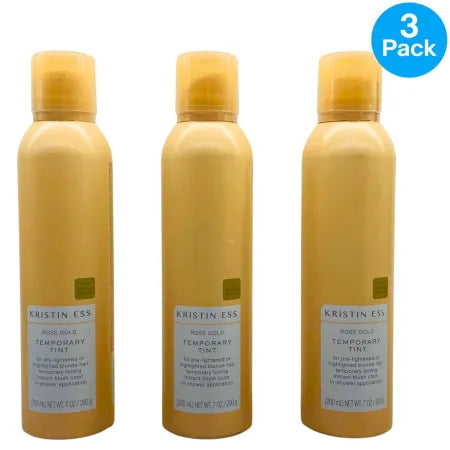 Kristin Ess Rose Gold Temporary Tint for Blonde Hair 7 oz / 200 mL (3 Pack)
