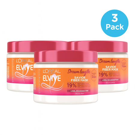 L'Oreal Elvive Dream Lengths Savior Fiber Mask 12oz - 3 Pack - New