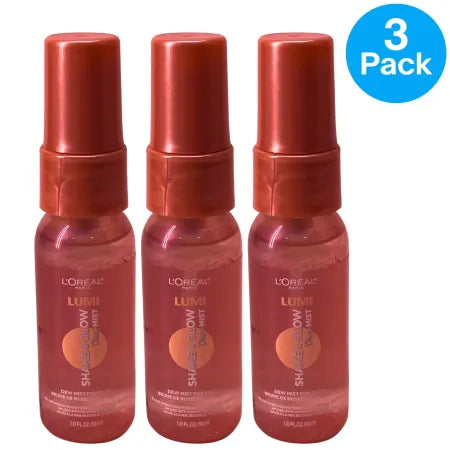 L'Oreal Lumi Shake and Glow Dew Mist 1oz bottle 3-pack radiant hydrating spray