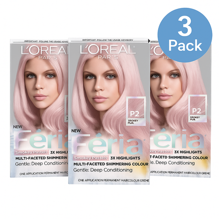 L'Oreal Paris Feria Smokey Pink P2 Hair Color 3 Pack New