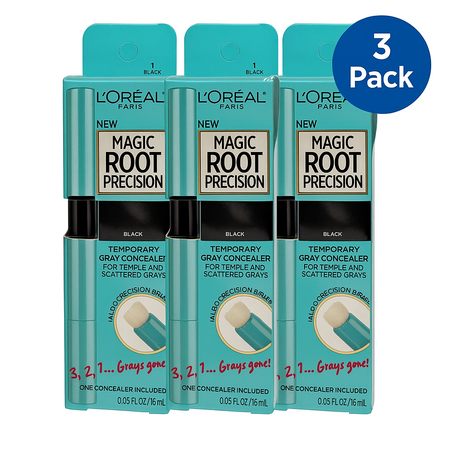 L'Oreal Paris Magic Root Precision Gray Concealer Black 0.05 fl oz 1.5ml 3 Pack