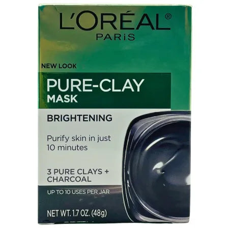 L’Oreal Pure-Clay Mask Brightening Charcoal 1.7oz 1 Pack New