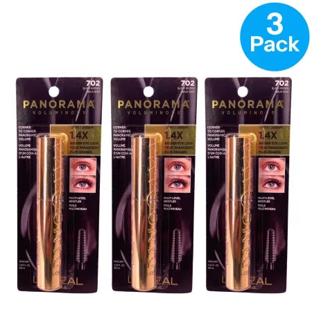 L'Oreal Voluminous Panorama Mascara #702 Black Brown 0.33 oz 3 Pack New