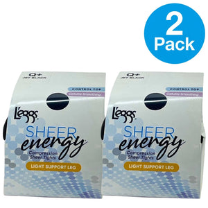 L'eggs Sheer Energy Cellulite Smoothing Light Support Tights in Jet Black Size Q