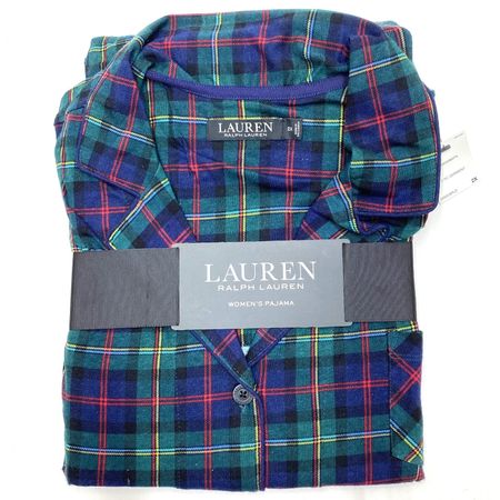 Lauren Ralph Lauren womens black label plaid tartan pajama set in black and red