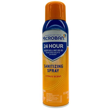 MICROBAN 24 Hour Disinfectant Spray MBS-15OZ-Citrus, 15oz Sanitizing Spray for Hard & Soft Surfaces