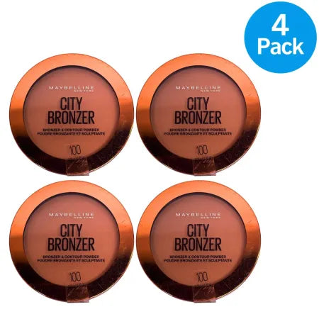 Maybelline City Bronzer Contour Powder 0.32oz Shade 100 bronzer makeup product 4 pack